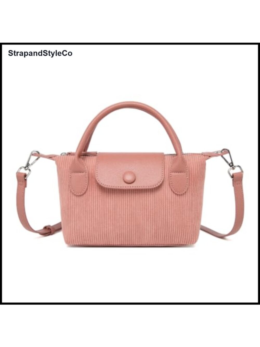 Mini Corduroy PU Leather Crossbody Bag Ribbed Vintage Purse Satchel